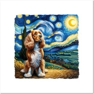 Starry Spaniel Dog Portrait - Pet Portrait Posters and Art